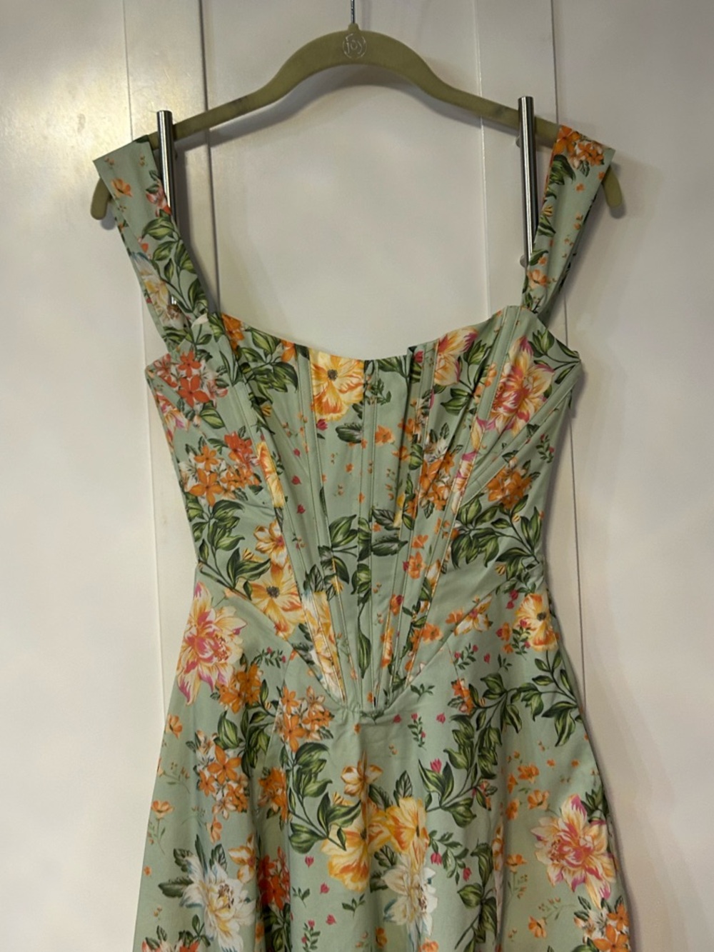 House of CB Sabrina Light Jade Floral Print Bustier Sundress - Picture 3 of 10